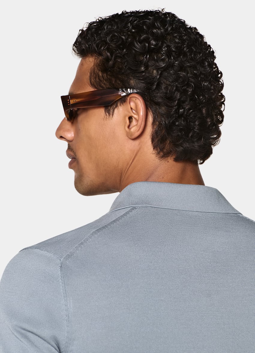 SUITSUPPLY Puur katoen Lichtblauw Knooploos Polo