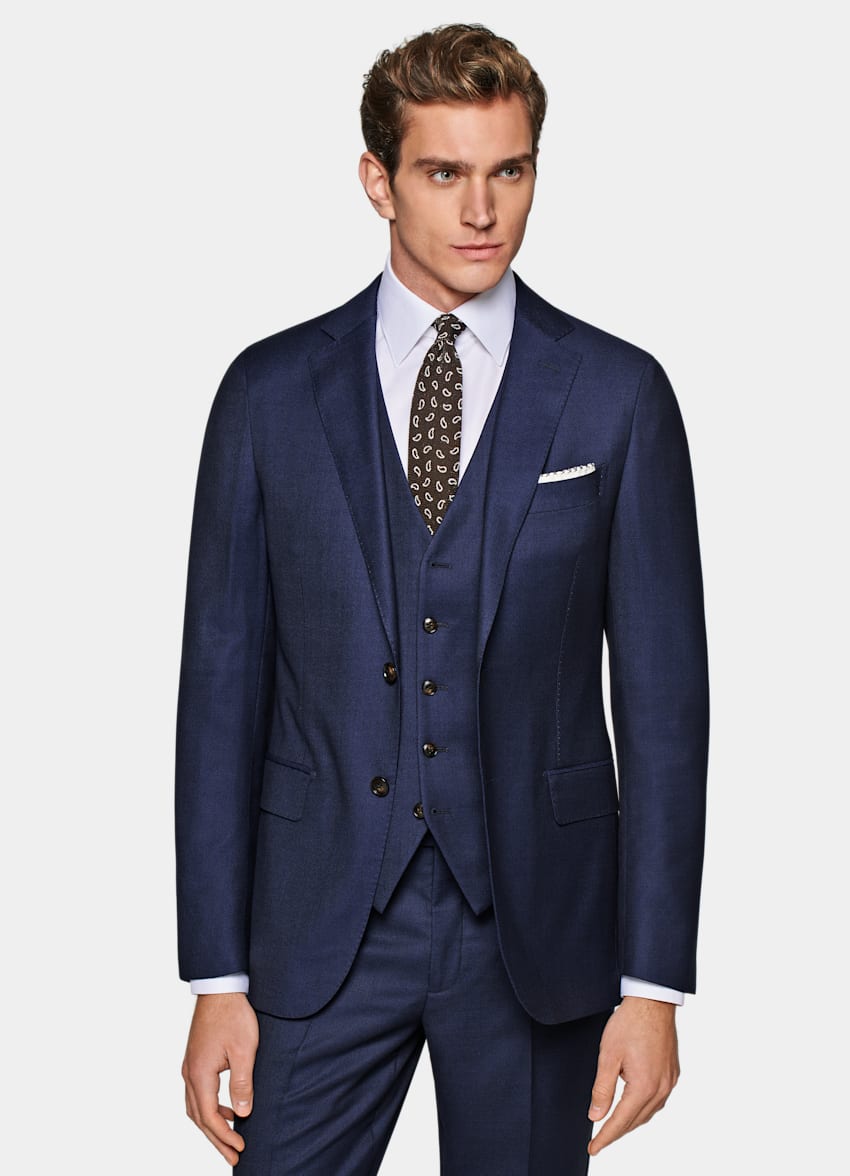 SUITSUPPLY Pure S130's Wool by Vitale Barberis Canonico, Italy Blue Bird's Eye Sienna Suit