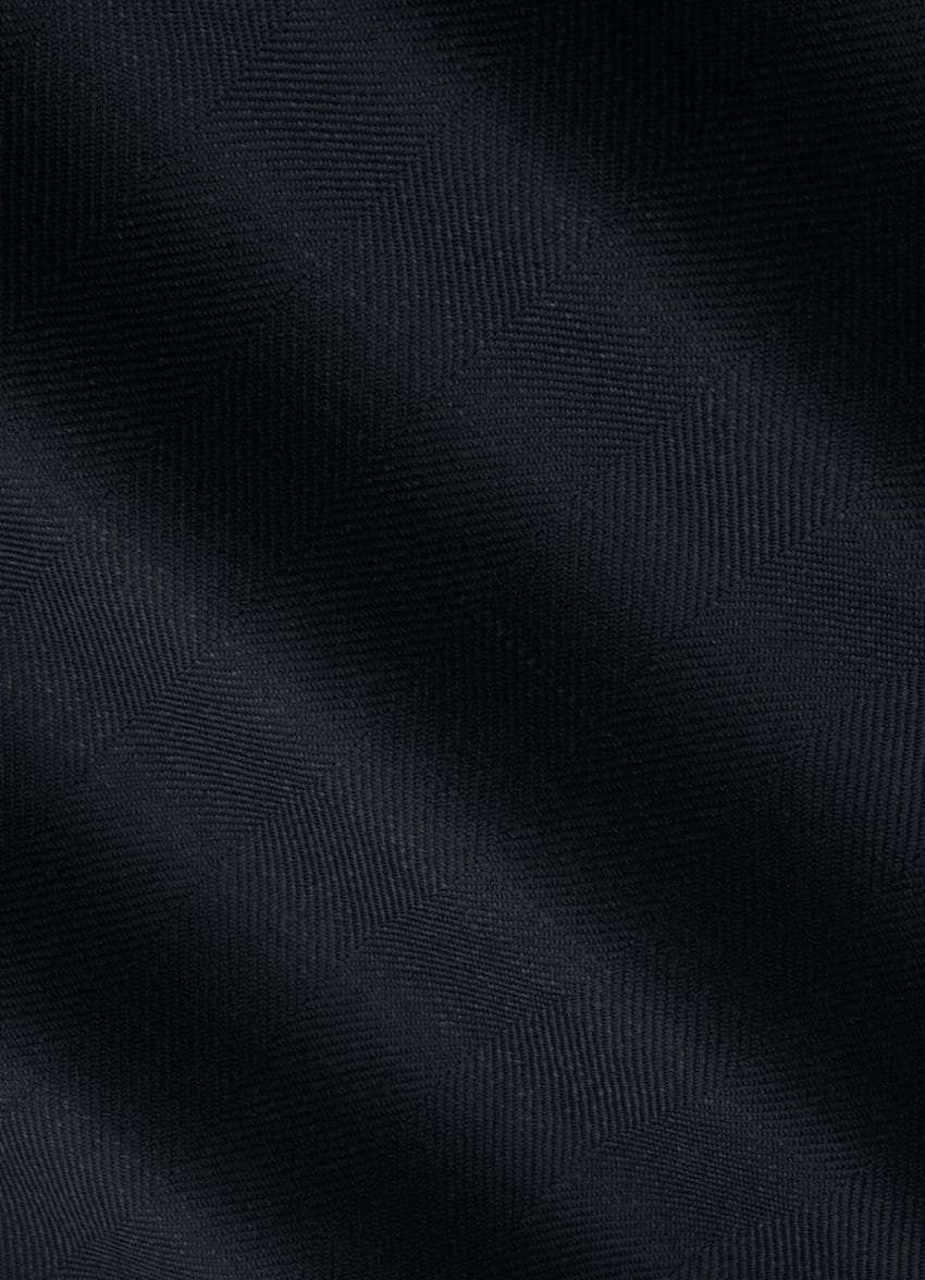 SUITSUPPLY Wool Silk Linen by Rogna, Italy Navy Herringbone Three-Piece Havana Suit