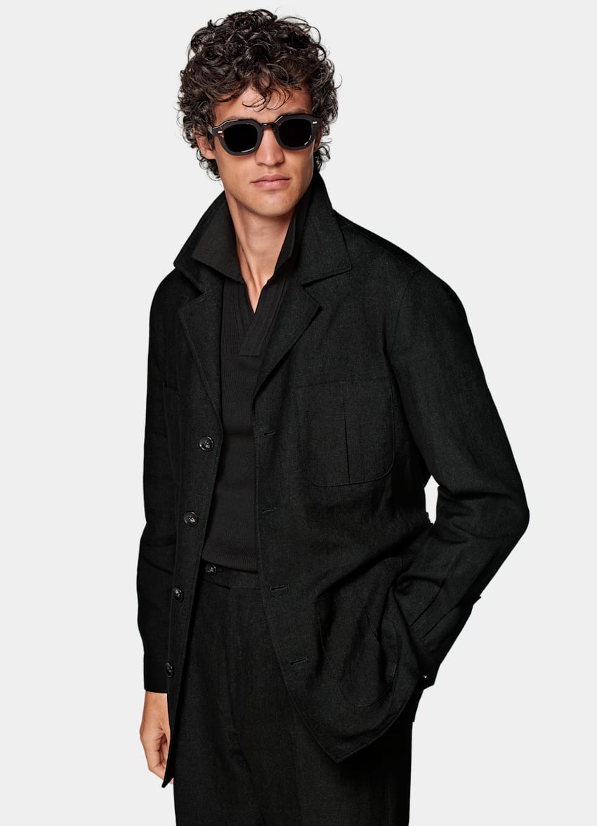 SUITSUPPLY Rent linne från Rogna, Italien Ledigt svart set