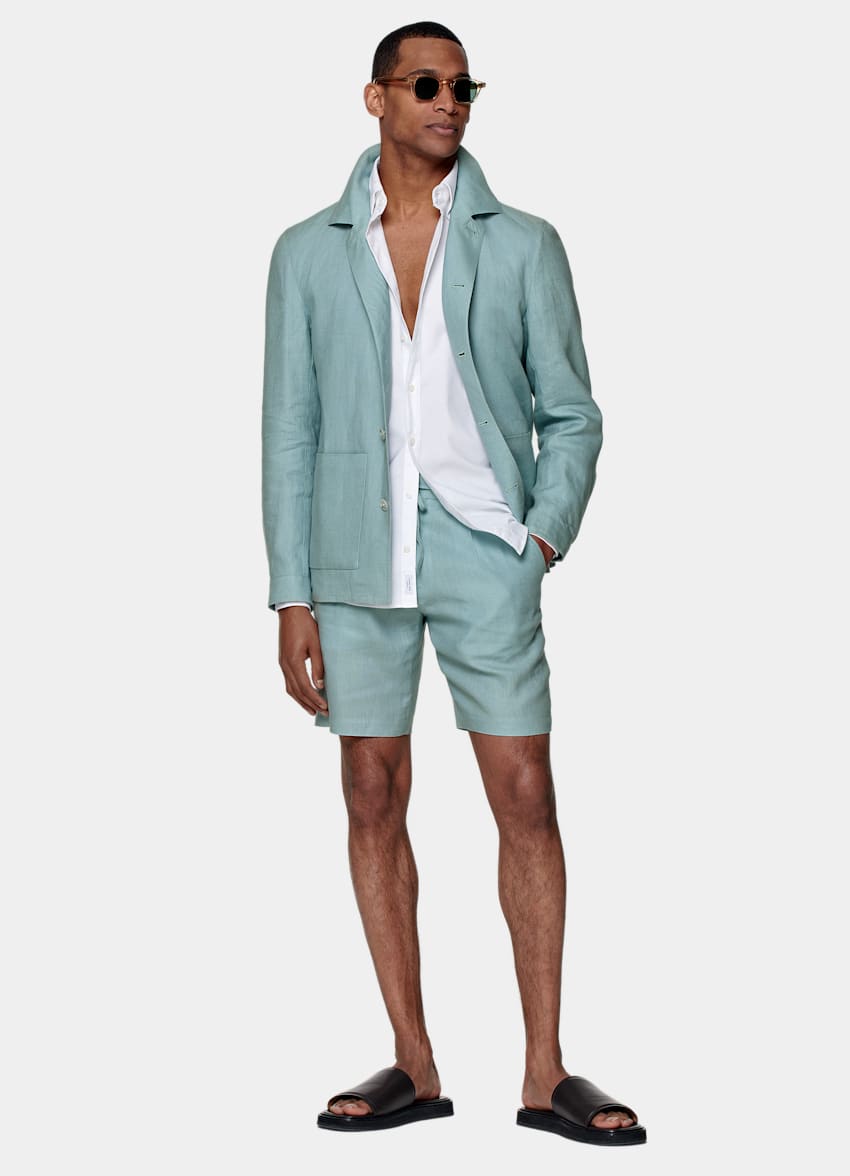 SUITSUPPLY Puro lino de Baird McNutt, Reino Unido Conjunto informal azul menta