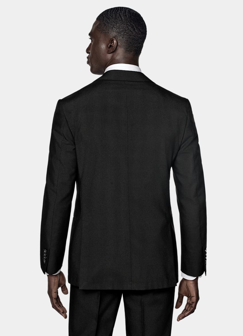 SUITSUPPLY All Season Wrinkle-Free 4-Ply Wool by Rogna, Italy Black Tailored Fit Havana Suit