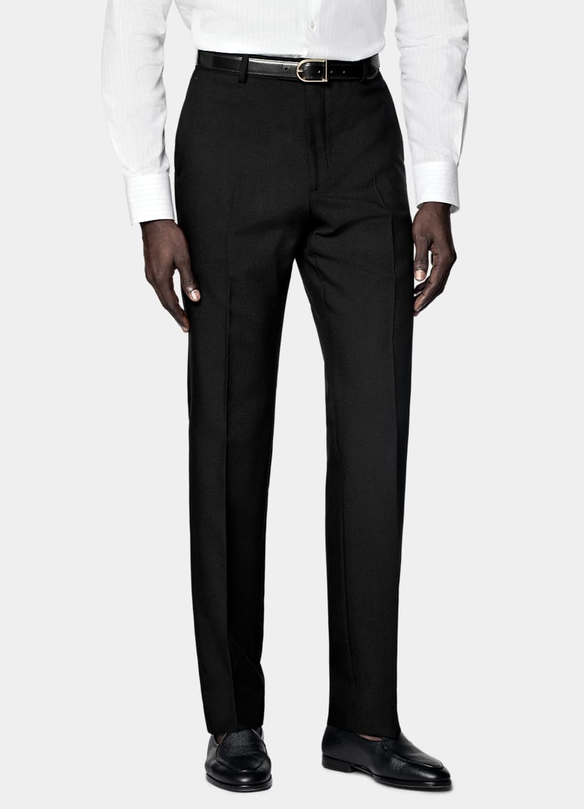 SUITSUPPLY All Season Wrinkle-Free 4-Ply Wool by Rogna, Italy Black Tailored Fit Havana Suit