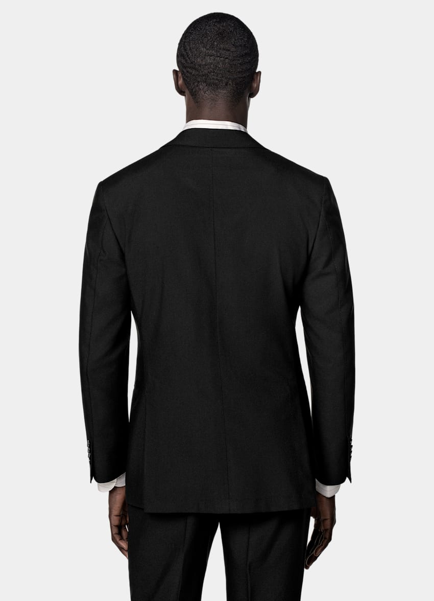SUITSUPPLY All Season Pure 4-Ply Traveller Wool by Rogna, Italy Black Tailored Fit Havana Suit