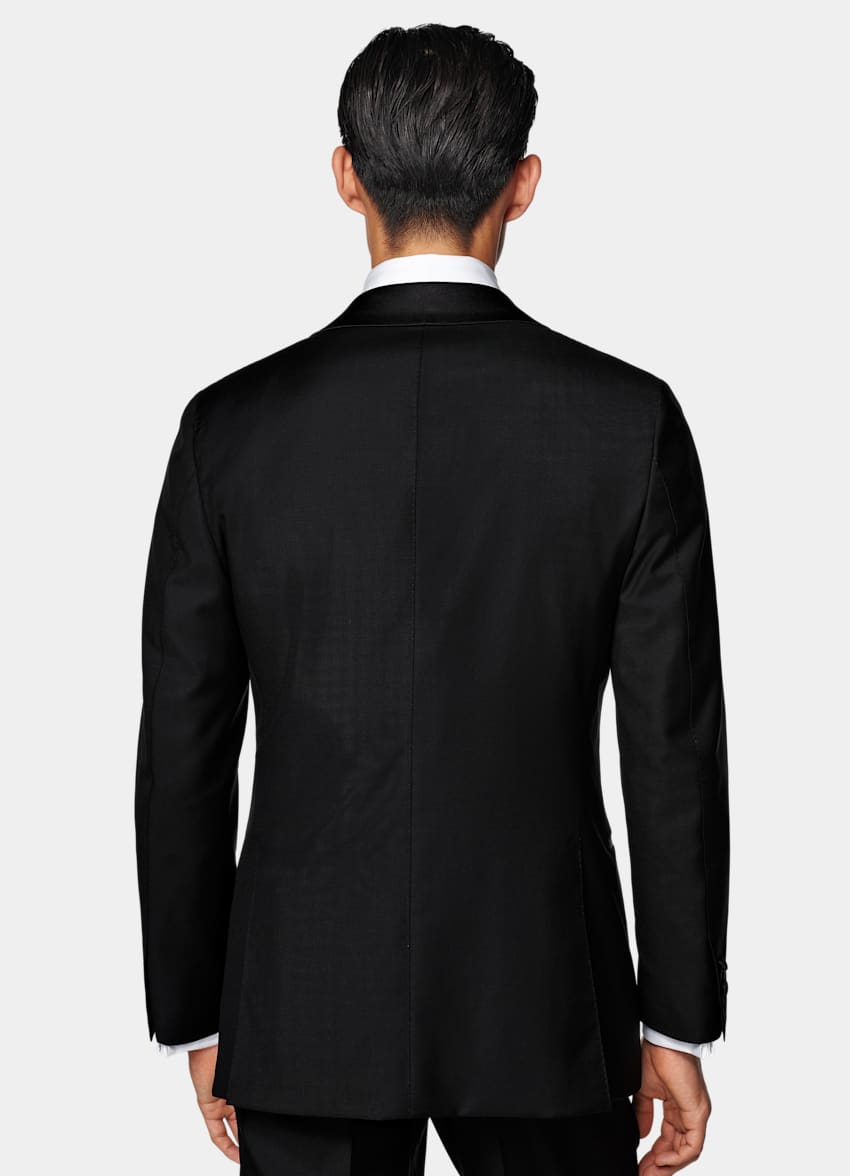 SUITSUPPLY All Season Pure S110's Wool by Vitale Barberis Canonico, Italy Black Three-Piece Tailored Fit Havana Tuxedo