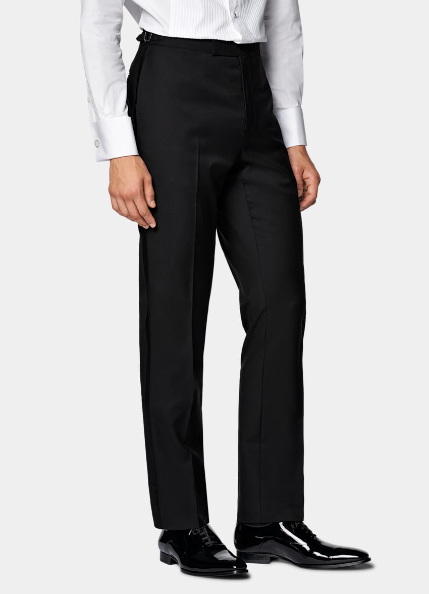 SUITSUPPLY All Season Pure S110's Wool by Vitale Barberis Canonico, Italy Black Three-Piece Tailored Fit Havana Tuxedo