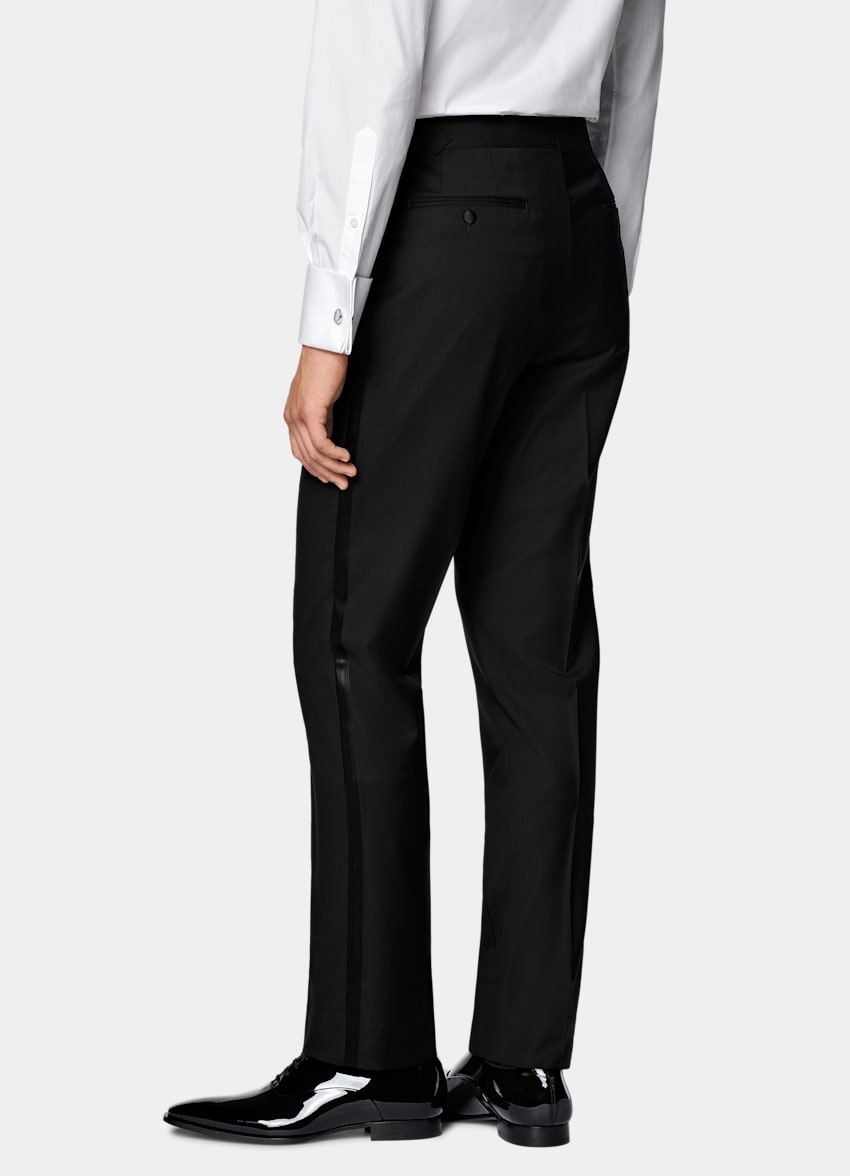 SUITSUPPLY All Season Pure S110's Wool by Vitale Barberis Canonico, Italy Black Three-Piece Tailored Fit Havana Tuxedo