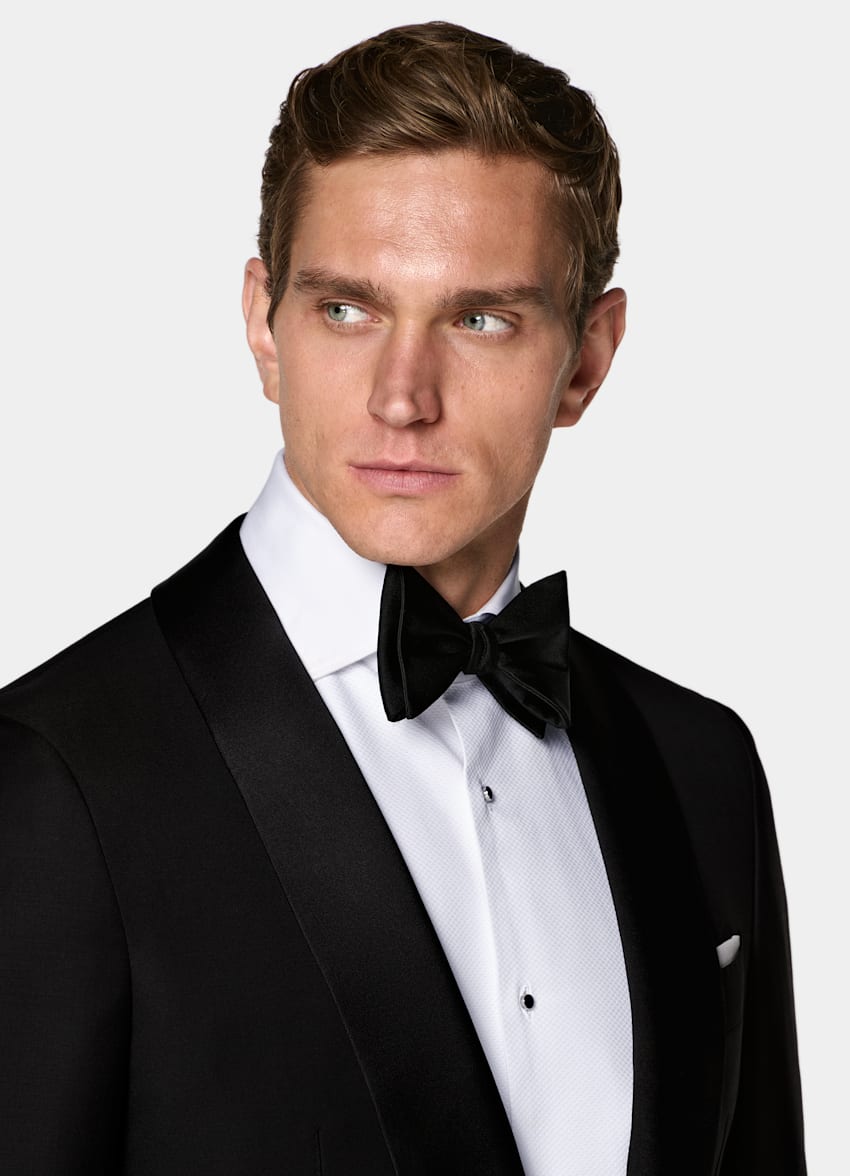 SUITSUPPLY All Season Pure S110's Wool by Vitale Barberis Canonico, Italy Black Tailored Fit Havana Tuxedo