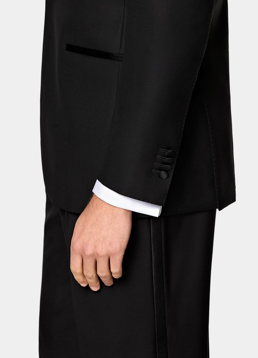 SUITSUPPLY All Season Pure S110's Wool by Vitale Barberis Canonico, Italy Black Tailored Fit Havana Tuxedo