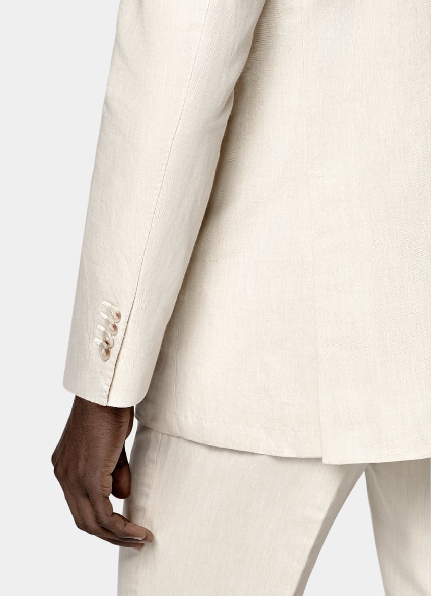 SUITSUPPLY Summer Linen Cotton by Di Sondrio, Italy Sand Tailored Fit Havana Suit