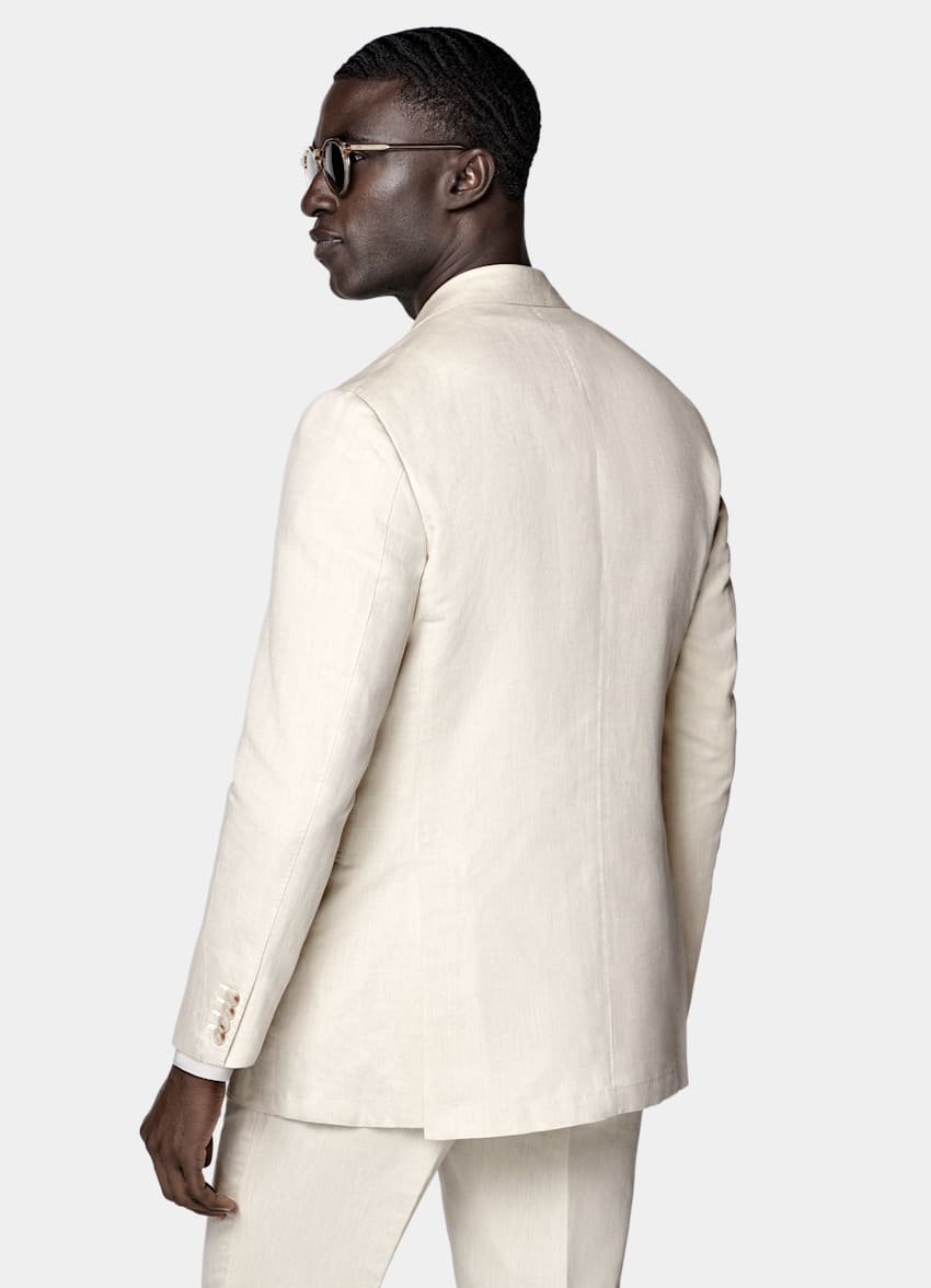 SUITSUPPLY Summer Linen Cotton by Di Sondrio, Italy Sand Tailored Fit Havana Suit