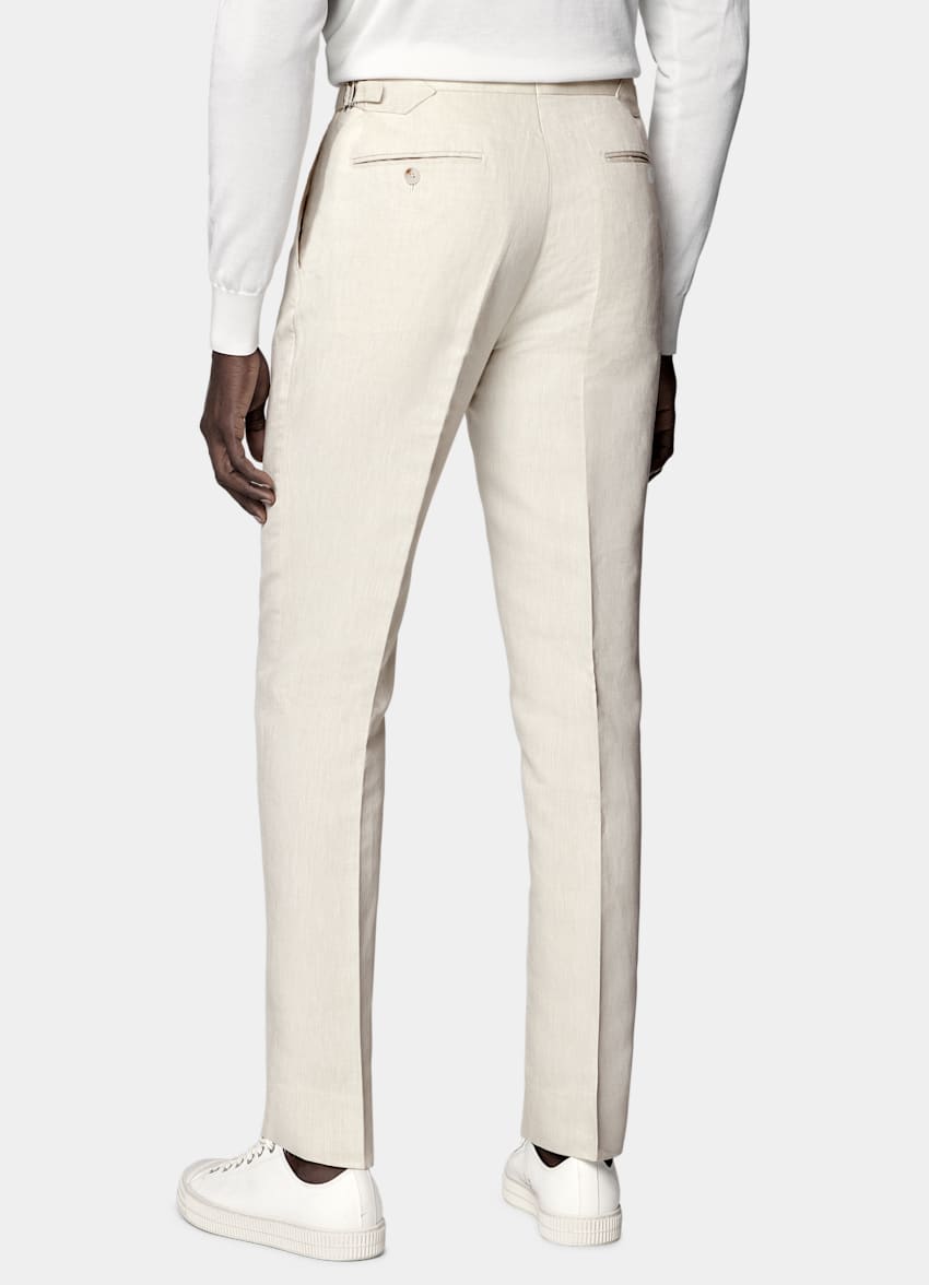 SUITSUPPLY Summer Linen Cotton by Di Sondrio, Italy Sand Tailored Fit Havana Suit