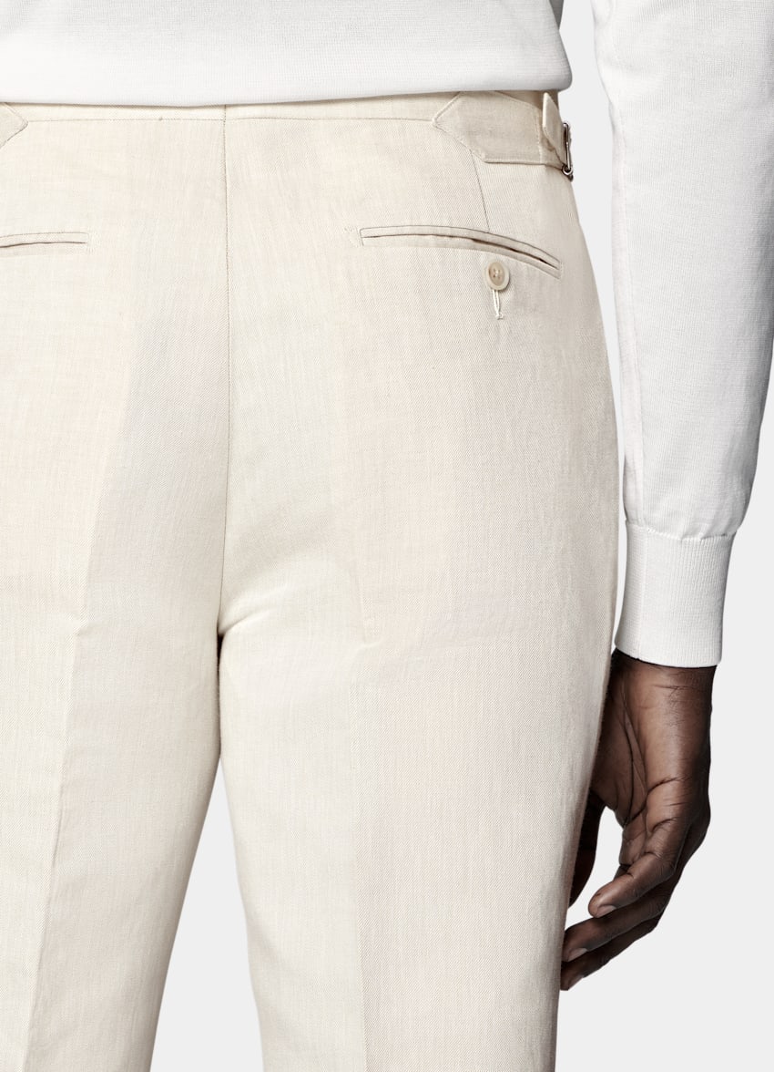 SUITSUPPLY Summer Linen Cotton by Di Sondrio, Italy Sand Tailored Fit Havana Suit