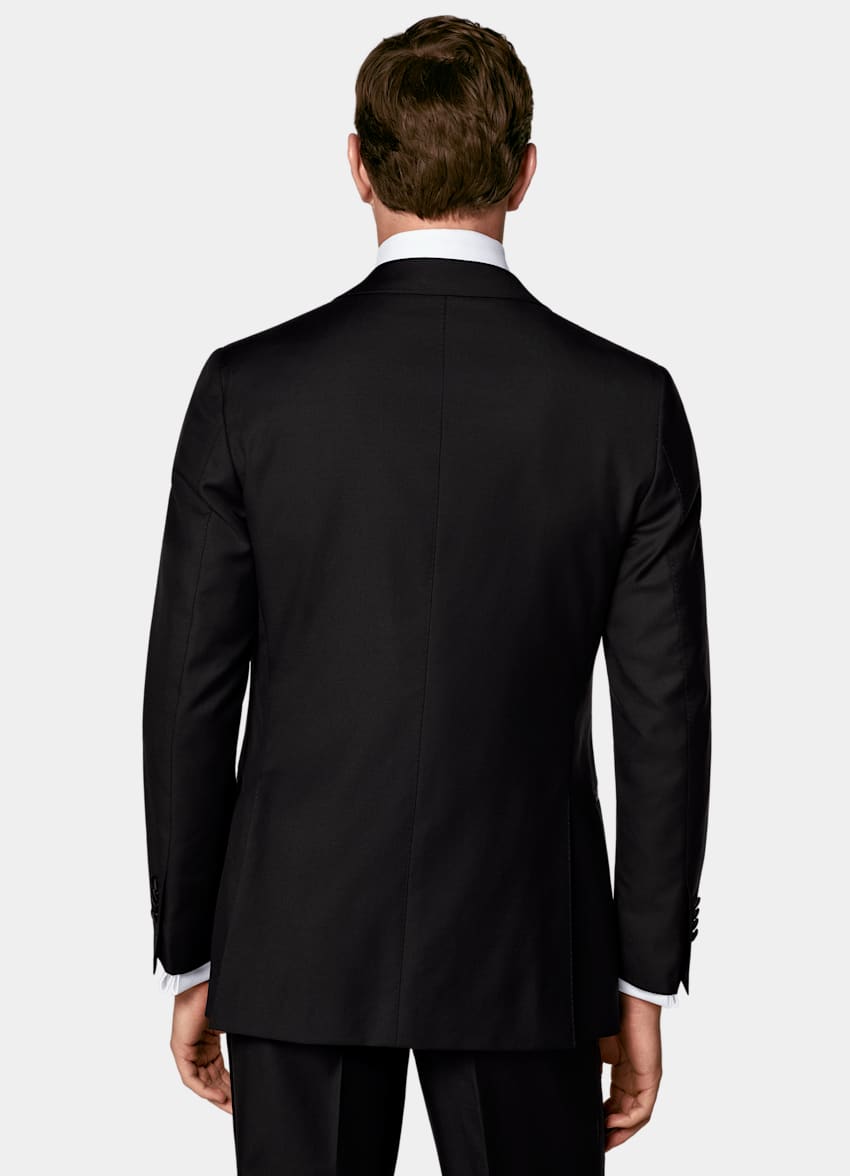 SUITSUPPLY All Season Pure S110's Wool by Vitale Barberis Canonico, Italy Black Three-Piece Tailored Fit Havana Tuxedo