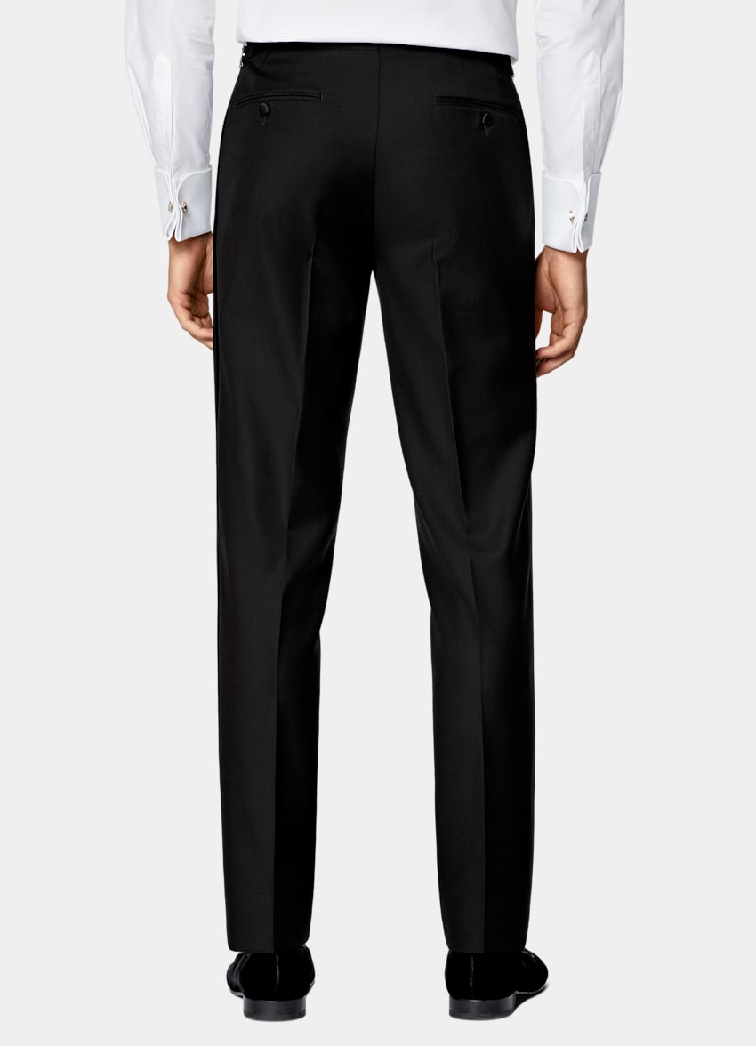 SUITSUPPLY All Season Pure S110's Wool by Vitale Barberis Canonico, Italy Black Three-Piece Tailored Fit Havana Tuxedo