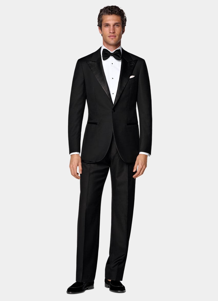 SUITSUPPLY All Season Pure S110's Wool by Vitale Barberis Canonico, Italy Black Tailored Fit Havana Tuxedo