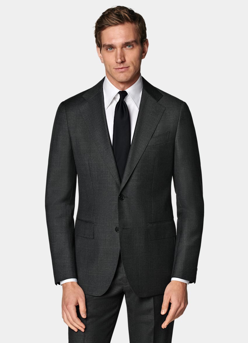 SUITSUPPLY All Season Pure S110's Wool by Vitale Barberis Canonico, Italy Dark Grey Tailored Fit Havana Suit