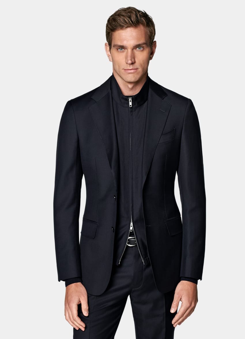 SUITSUPPLY All Season Pure S110's Wool by Vitale Barberis Canonico, Italy Navy Tailored Fit Havana Suit