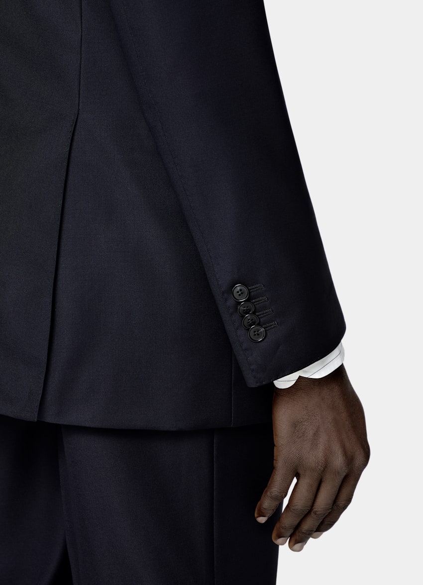 SUITSUPPLY All Season Pura lana S110s de Vitale Barberis Canonico, Italia Traje Havana azul marino corte Tailored