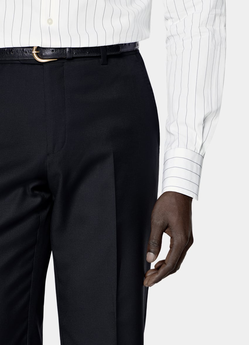 SUITSUPPLY All Season Pura lana S110s de Vitale Barberis Canonico, Italia Traje Havana azul marino corte Tailored