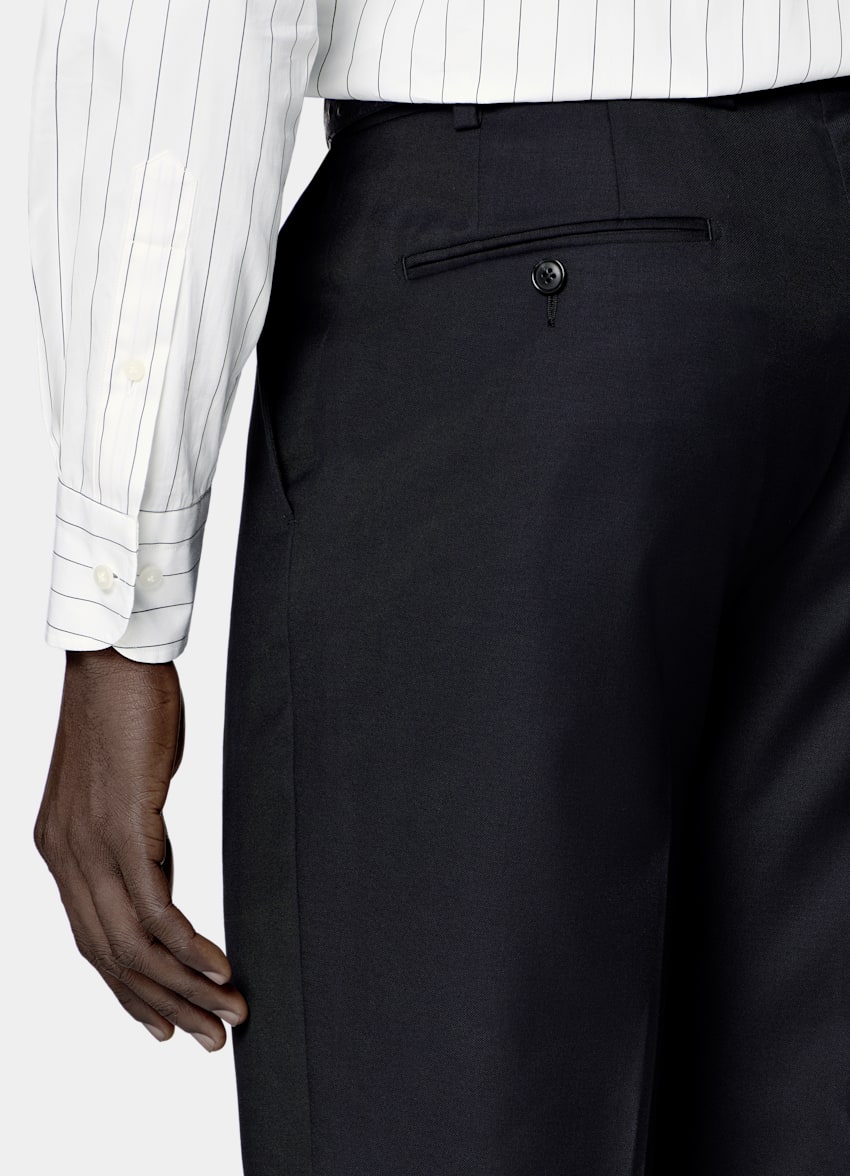 SUITSUPPLY All Season Pura lana S110s de Vitale Barberis Canonico, Italia Traje Havana azul marino corte Tailored