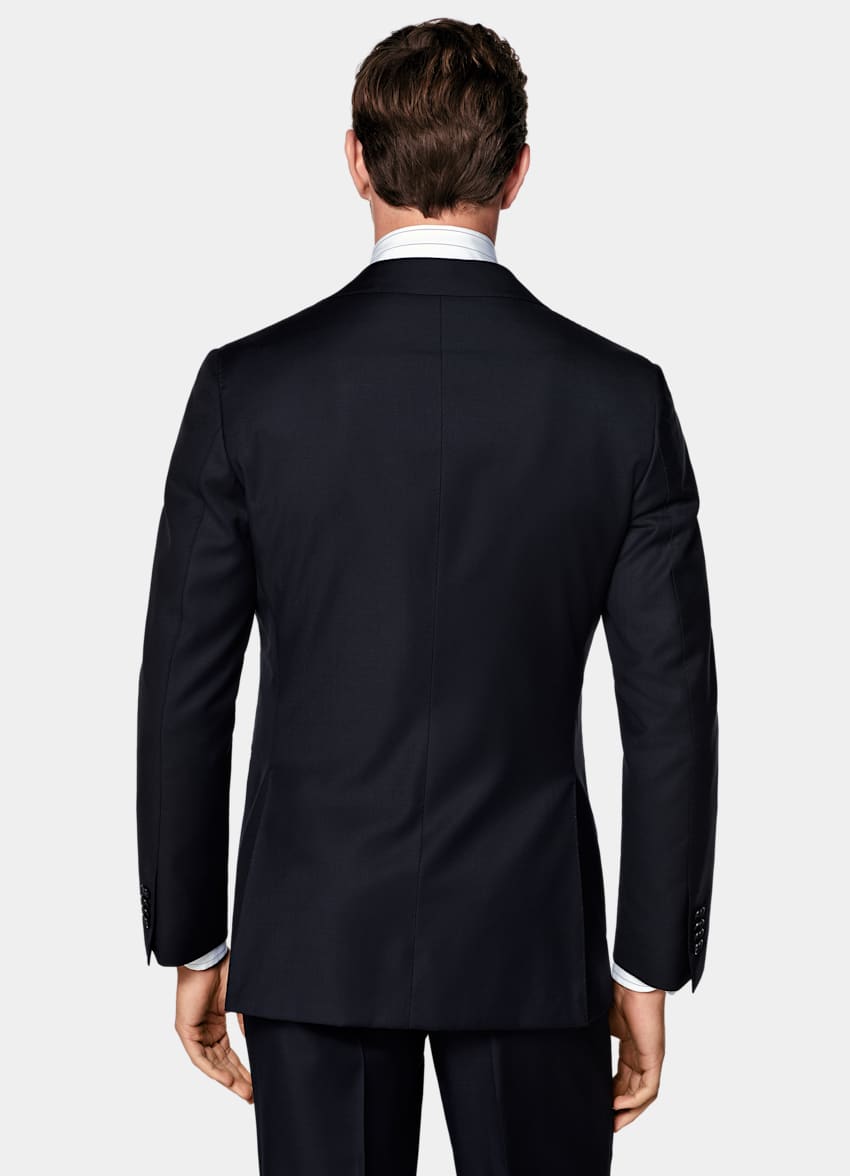 SUITSUPPLY All Season Pure S110's Wool by Vitale Barberis Canonico, Italy Navy Three-Piece Tailored Fit Havana Suit