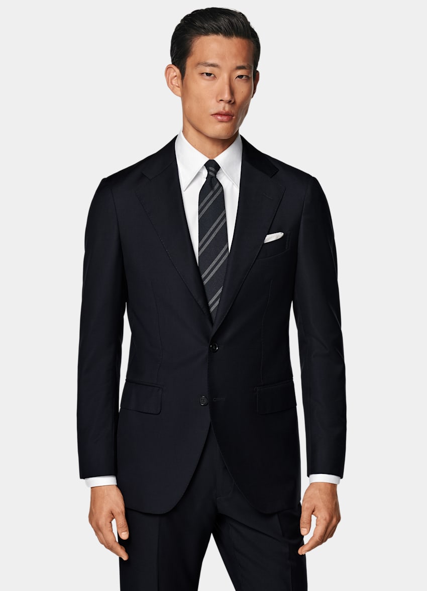 SUITSUPPLY All Season Pure S110's Wool by Vitale Barberis Canonico, Italy Navy Tailored Fit Havana Suit