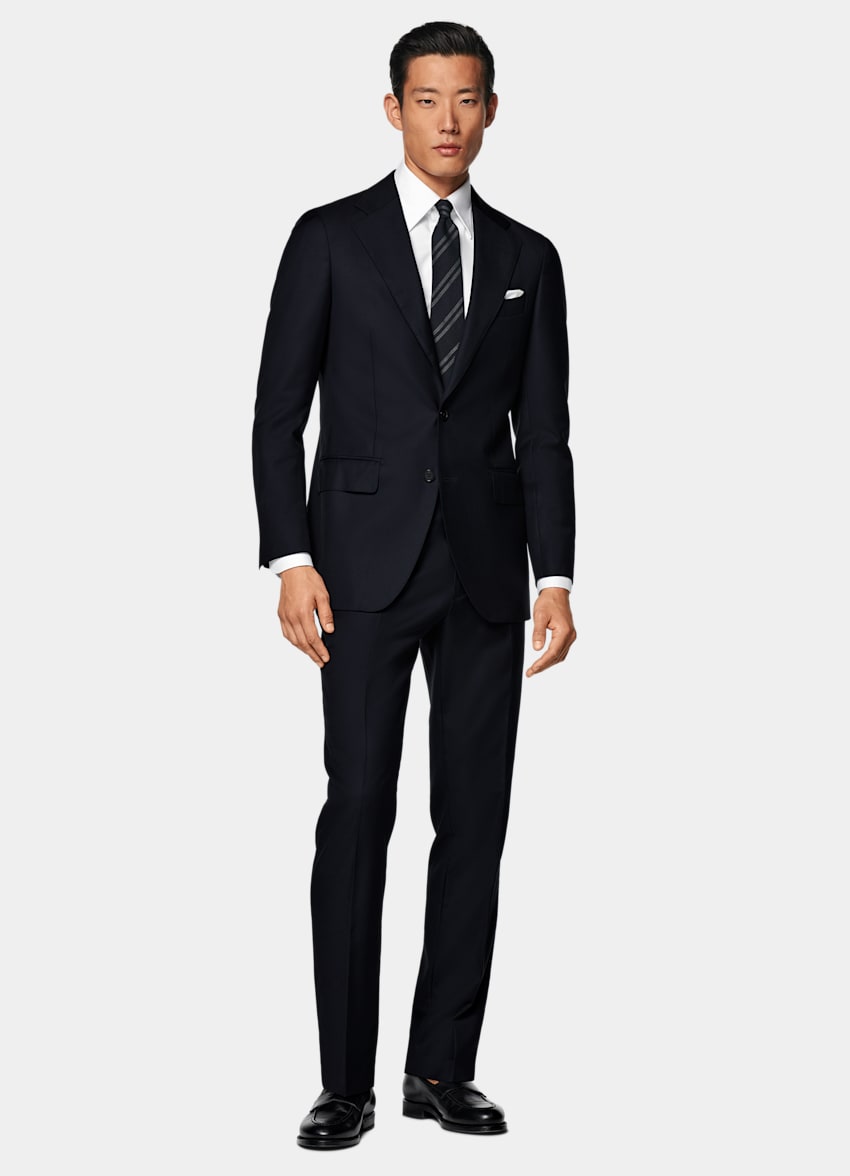 SUITSUPPLY All Season Pure S110's Wool by Vitale Barberis Canonico, Italy Navy Tailored Fit Havana Suit