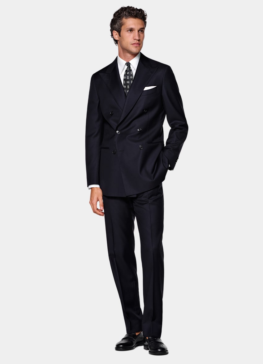 SUITSUPPLY All Season Pure S110's Wool by Vitale Barberis Canonico, Italy Navy Tailored Fit Havana Suit