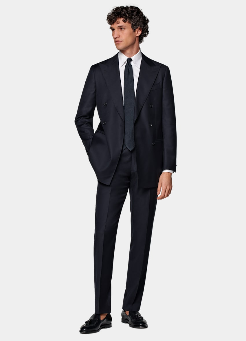 SUITSUPPLY All Season Pure S110's Wool by Vitale Barberis Canonico, Italy Navy Tailored Fit Havana Suit