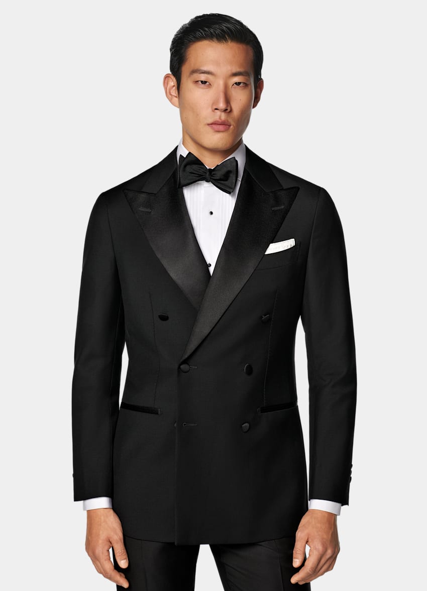 SUITSUPPLY All Season Pure S110's Wool by Vitale Barberis Canonico, Italy Black Tailored Fit Havana Tuxedo