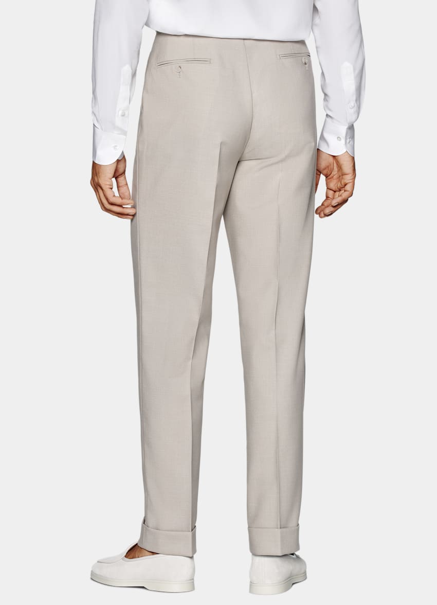 SUITSUPPLY All Season Wrinkle-Free 4-Ply Wool by Rogna, Italy Light Taupe Relaxed Fit Roma Suit