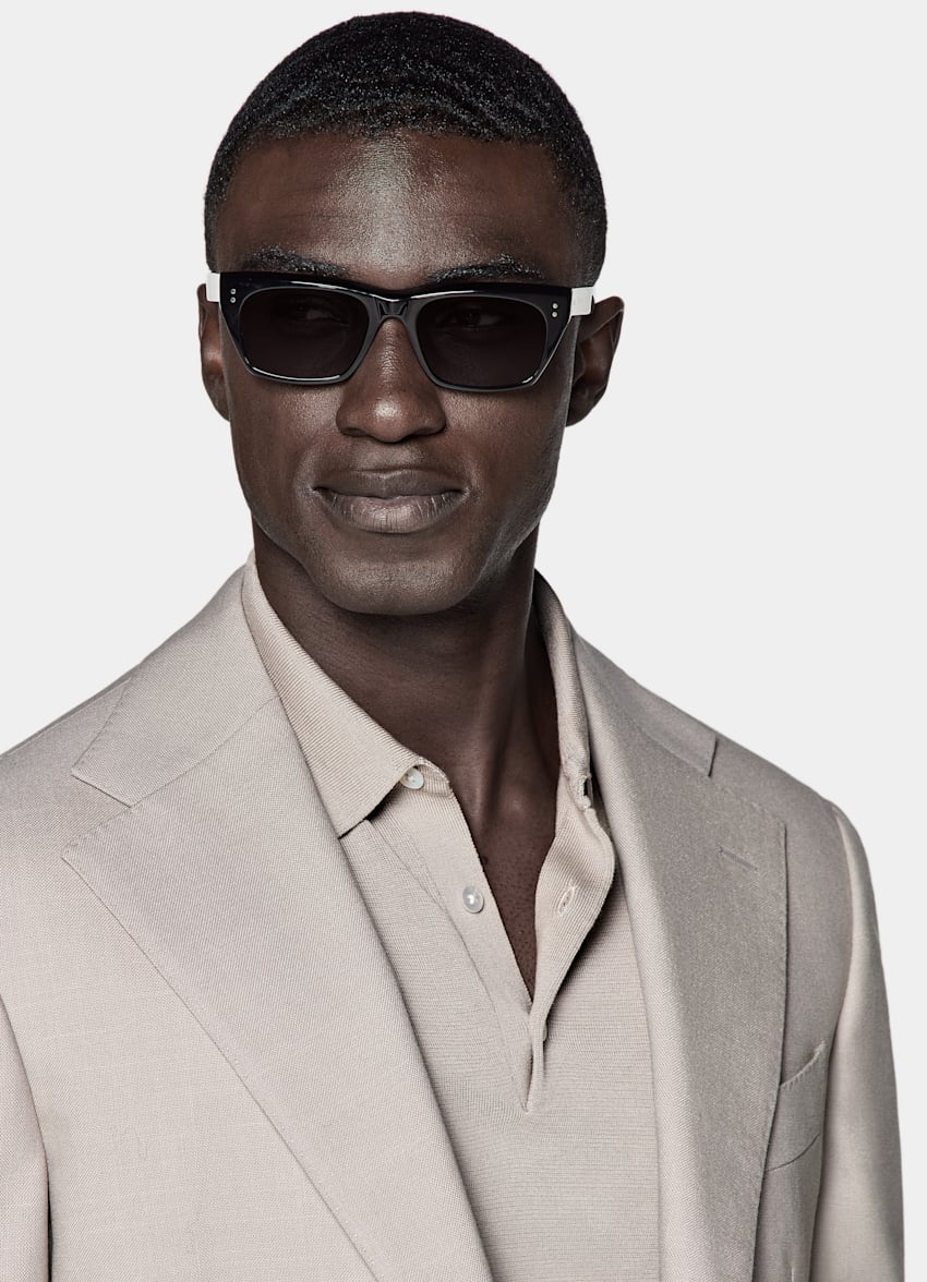 SUITSUPPLY All season Pure 4fach Traveller Schurwolle by Rogna, Italien Roma Anzug helltaupe Relaxed Fit
