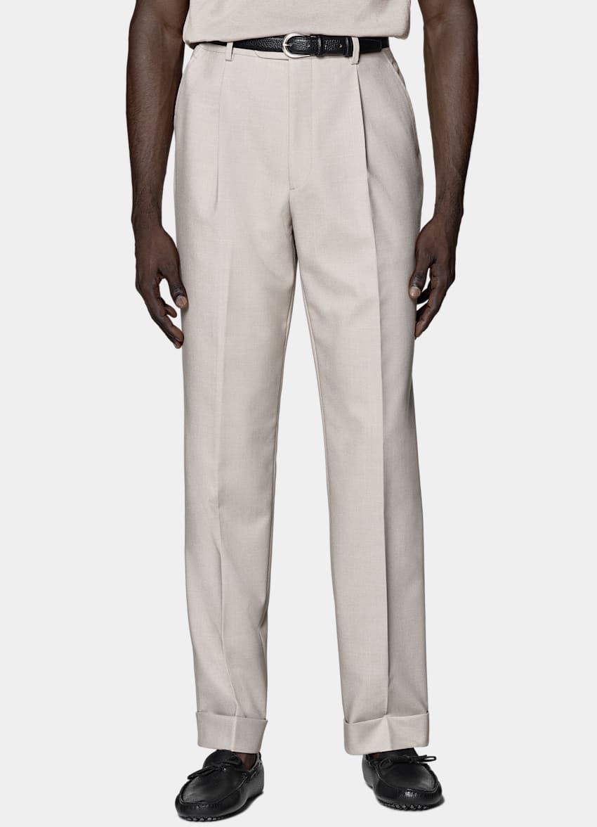 SUITSUPPLY All season Pure 4fach Traveller Schurwolle by Rogna, Italien Roma Anzug helltaupe Relaxed Fit