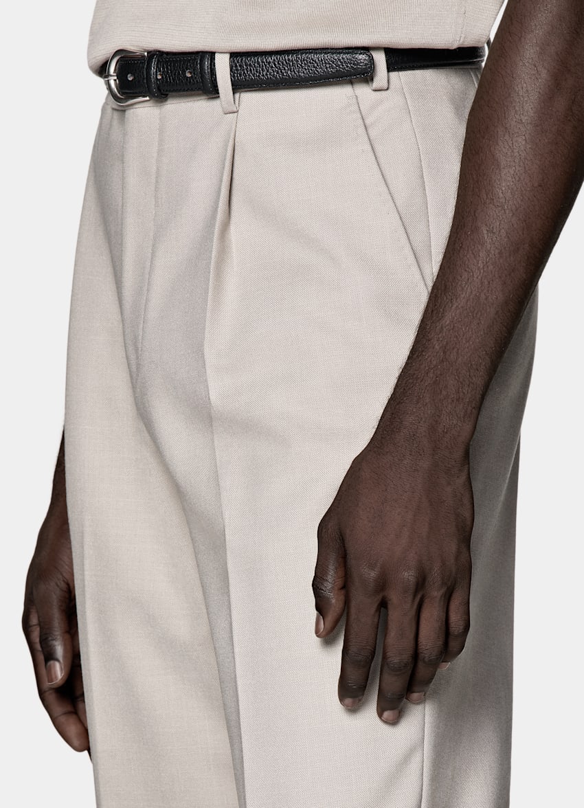 SUITSUPPLY All season Pure 4fach Traveller Schurwolle by Rogna, Italien Roma Anzug helltaupe Relaxed Fit