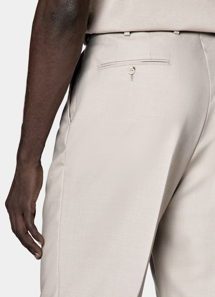 SUITSUPPLY All season Pure 4fach Traveller Schurwolle by Rogna, Italien Roma Anzug helltaupe Relaxed Fit