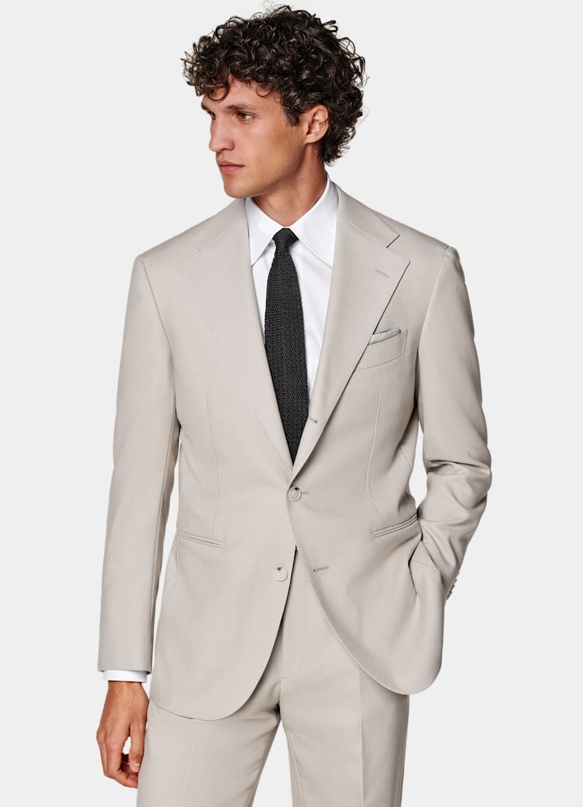SUITSUPPLY Pure 4-Ply Traveller Wool by Rogna, Italy Taupe Roma Suit
