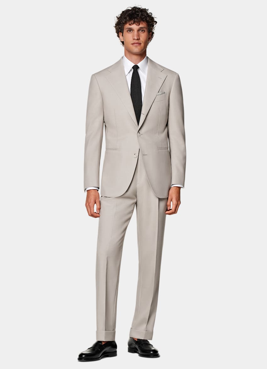 SUITSUPPLY Pure 4-Ply Traveller Wool by Rogna, Italy Taupe Roma Suit