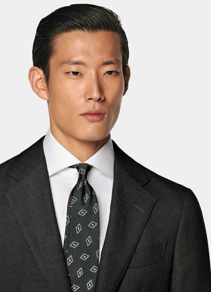 SUITSUPPLY All season Lana 4-ply no stiro - Rogna, Italia Abito Havana grigio scuro tailored fit