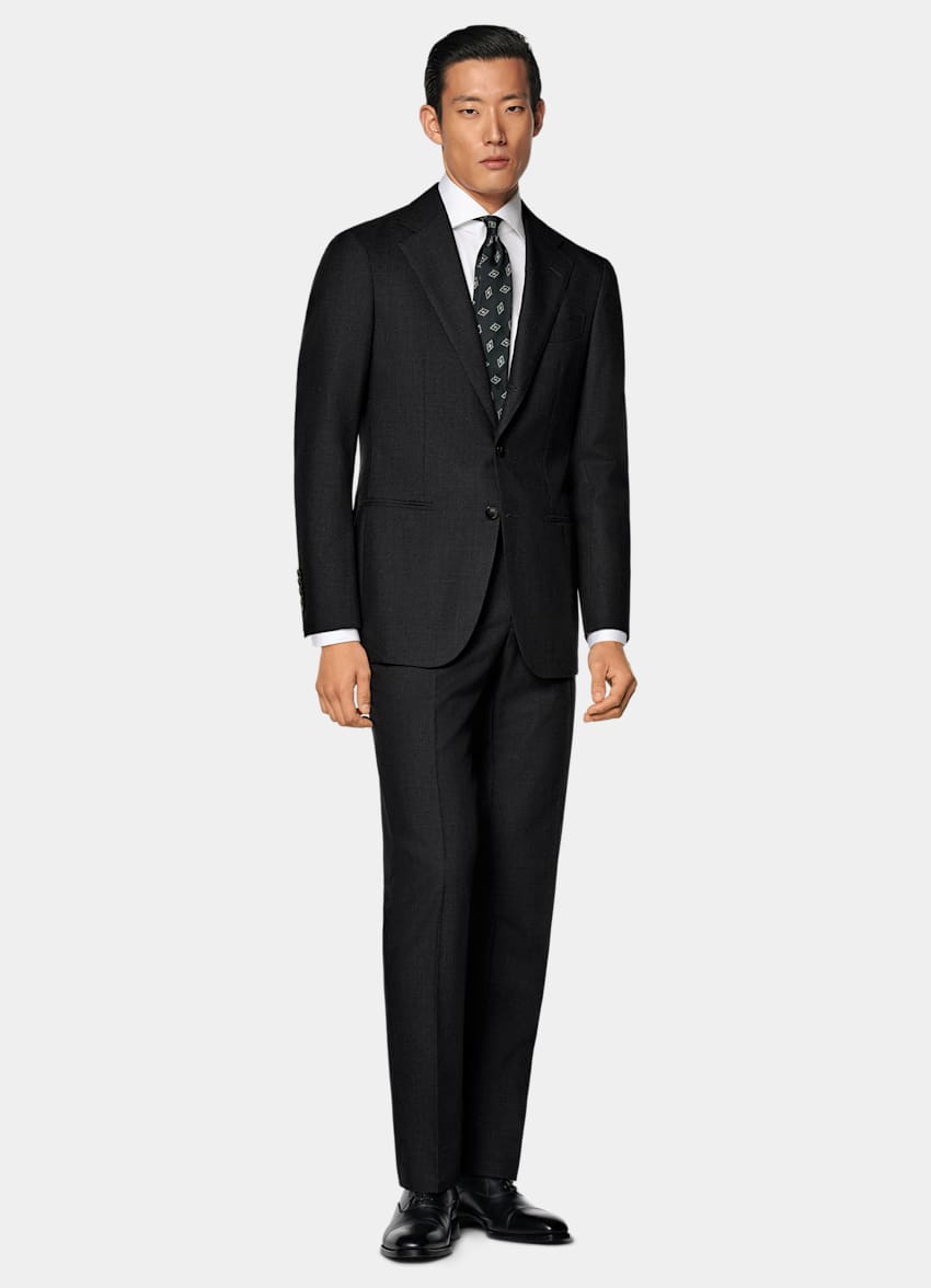 SUITSUPPLY All season Lana 4-ply no stiro - Rogna, Italia Abito Havana grigio scuro tailored fit