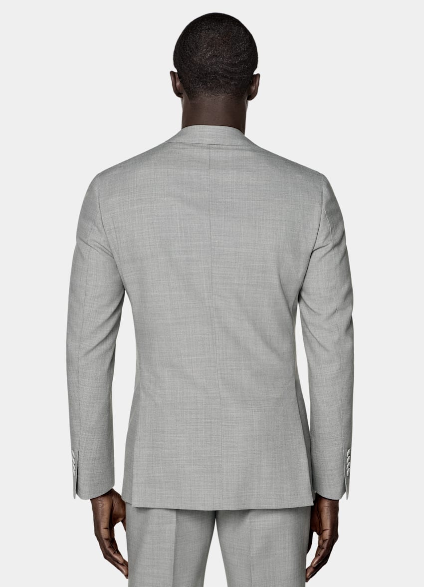 SUITSUPPLY All Season Wrinkle-Free 4-Ply Wool by Rogna, Italy Light Grey Tailored Fit Havana Suit