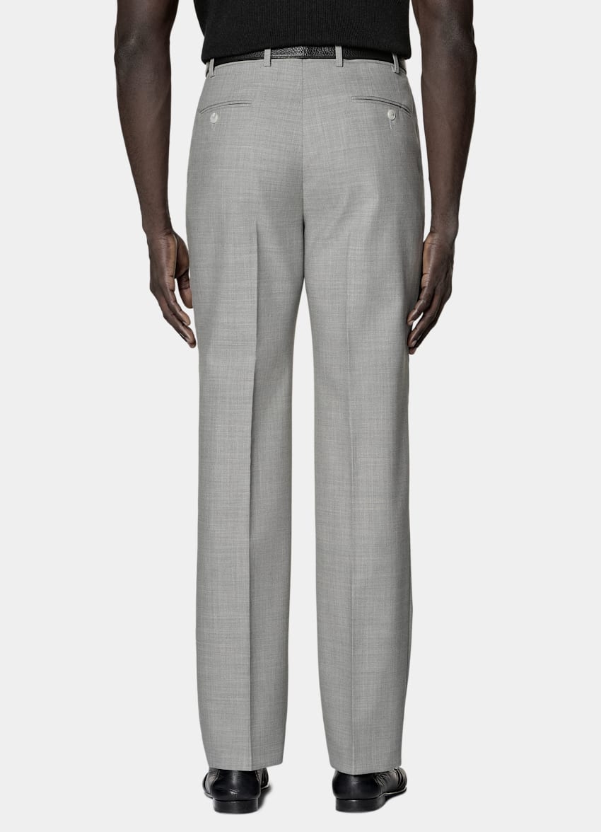 SUITSUPPLY All Season Wrinkle-Free 4-Ply Wool by Rogna, Italy Light Grey Tailored Fit Havana Suit