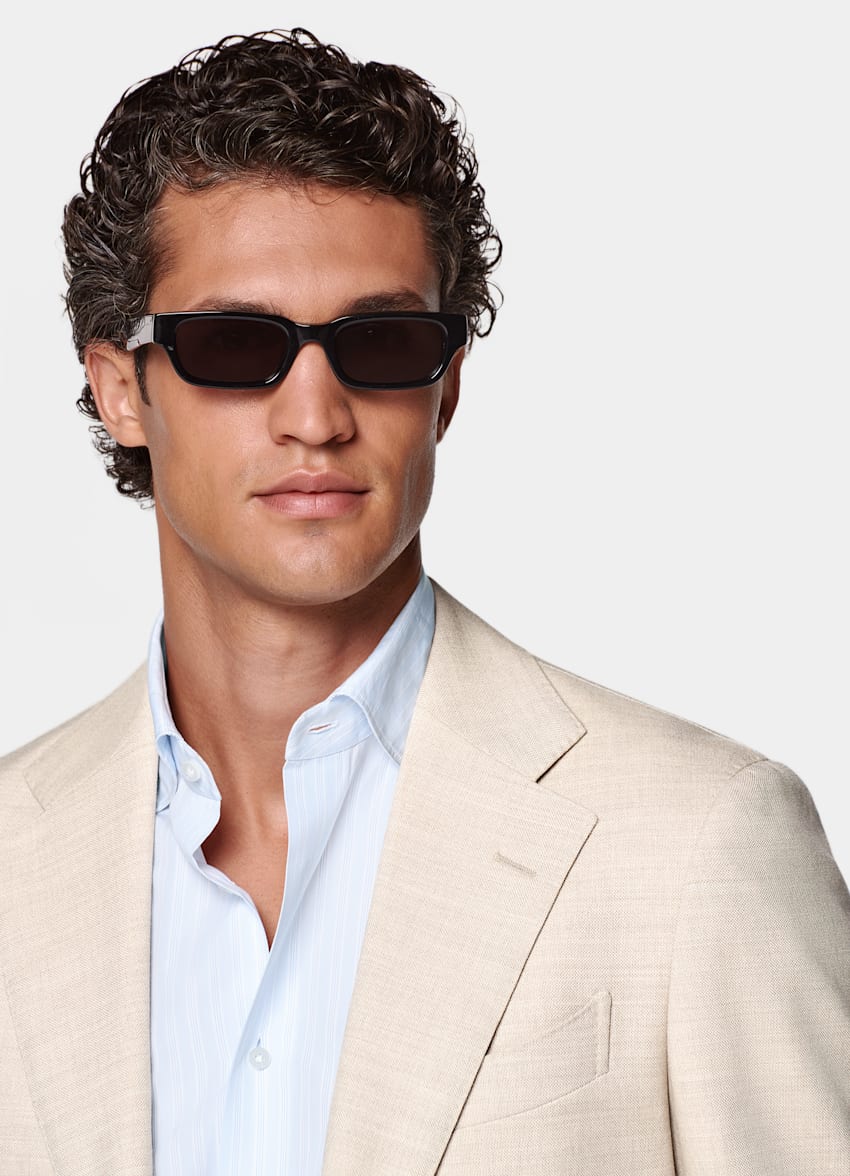 SUITSUPPLY All Season Pure 4-Ply Traveller Wool by Rogna, Italy Sand Tailored Fit Havana Suit