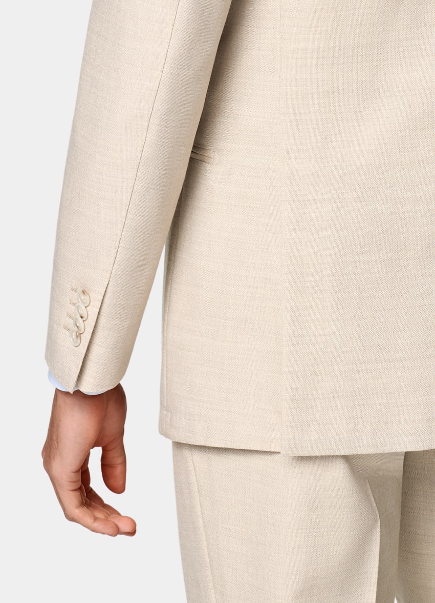 SUITSUPPLY All Season Pure 4-Ply Traveller Wool by Rogna, Italy Sand Tailored Fit Havana Suit