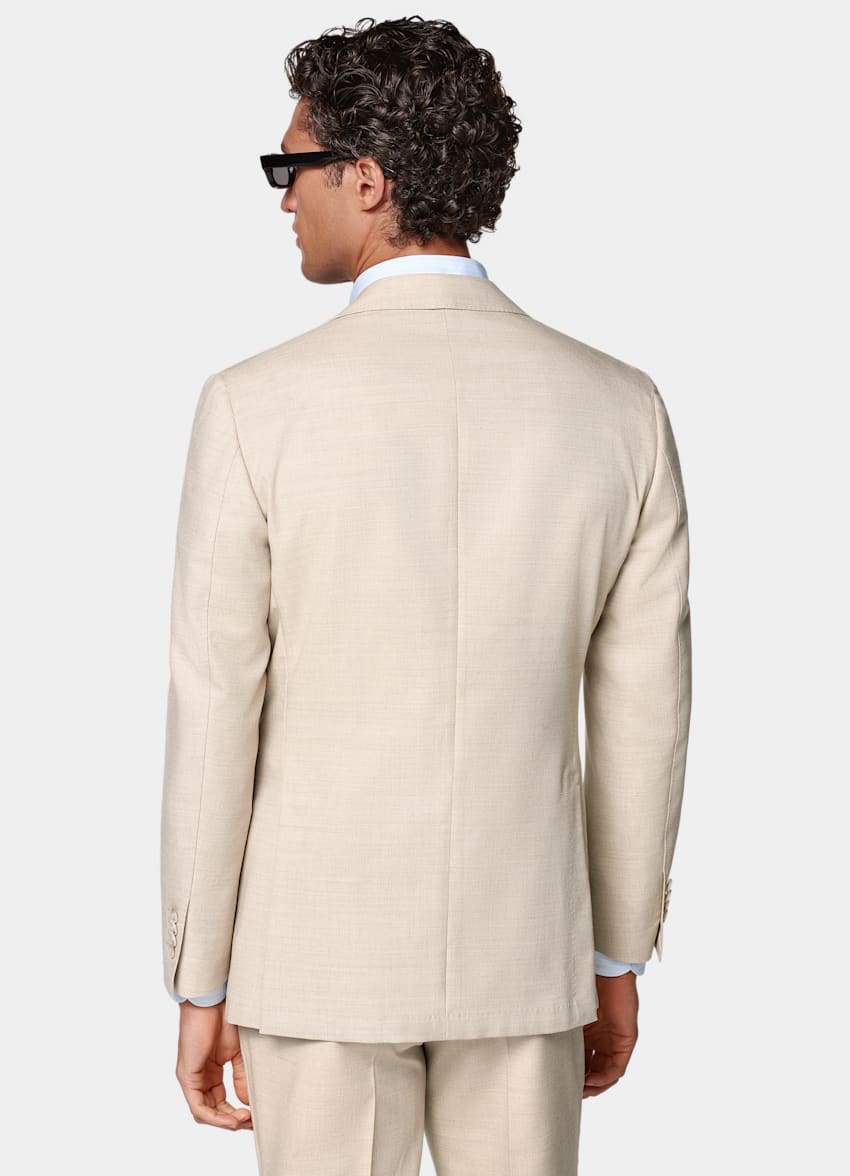 SUITSUPPLY All Season Pure 4-Ply Traveller Wool by Rogna, Italy Sand Tailored Fit Havana Suit