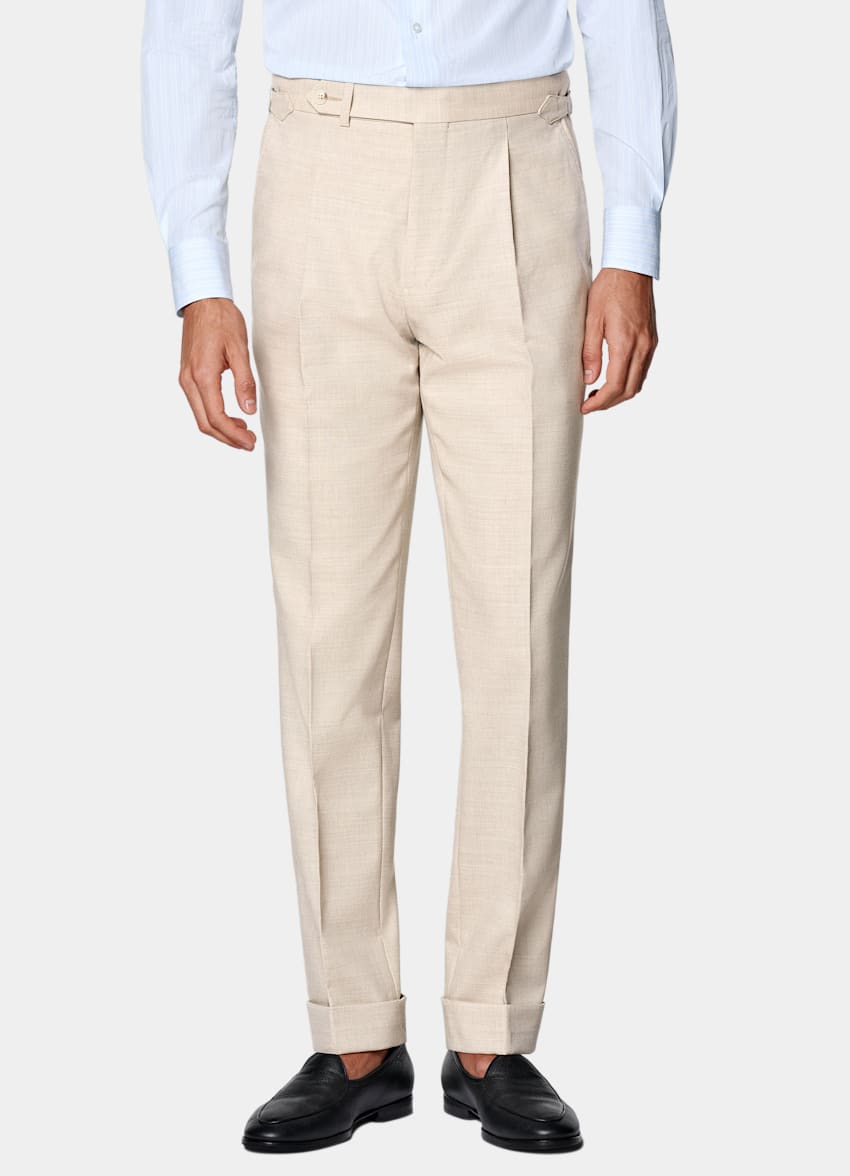 SUITSUPPLY All Season Pure 4-Ply Traveller Wool by Rogna, Italy Sand Tailored Fit Havana Suit