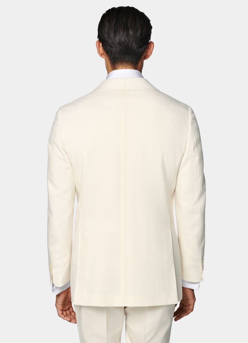 SUITSUPPLY Pure 4-Ply Traveller Wool by Rogna, Italy Off-White Tailored Fit Havana Tuxedo