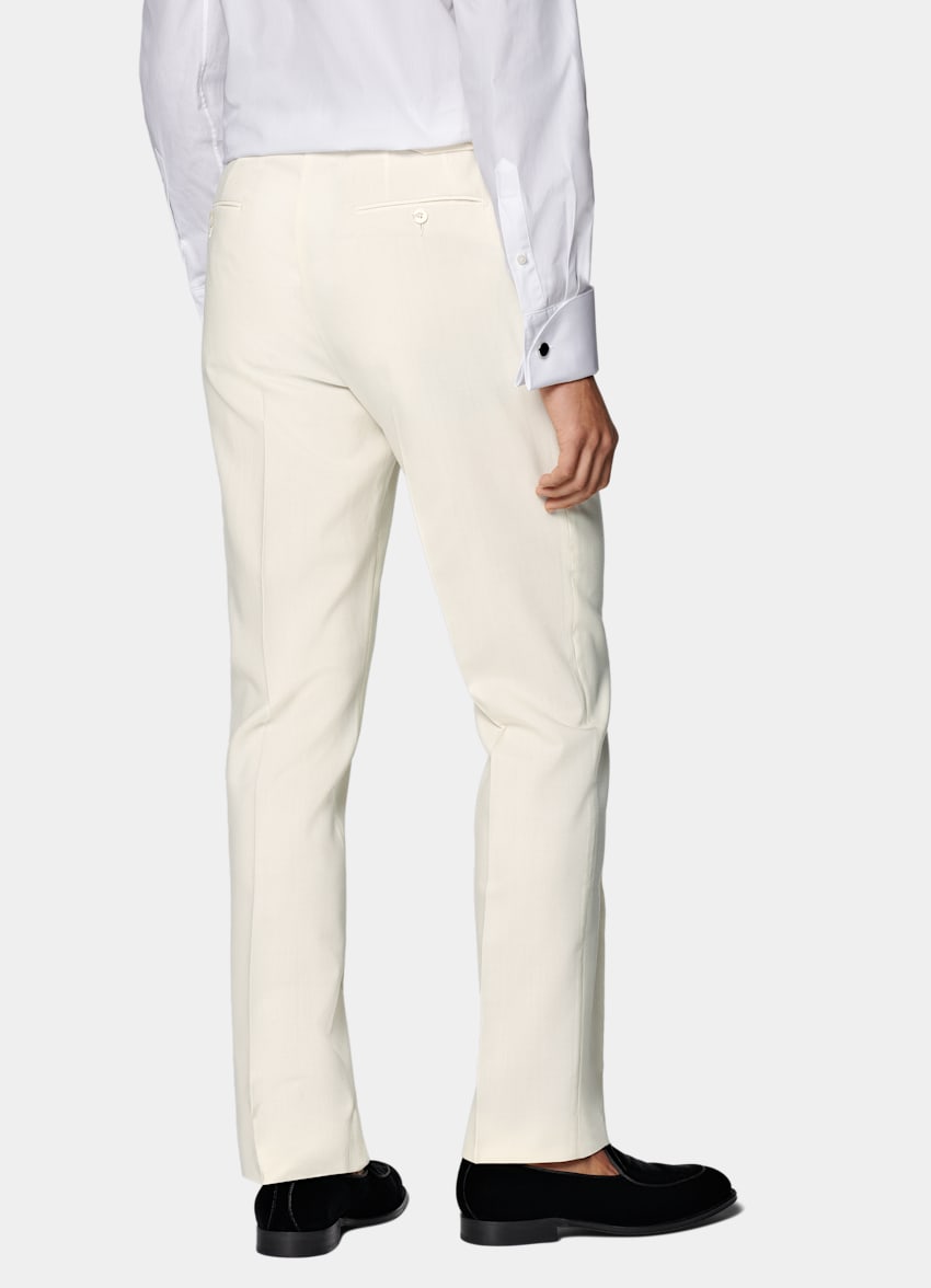 SUITSUPPLY Pure 4-Ply Traveller Wool by Rogna, Italy Off-White Tailored Fit Havana Tuxedo