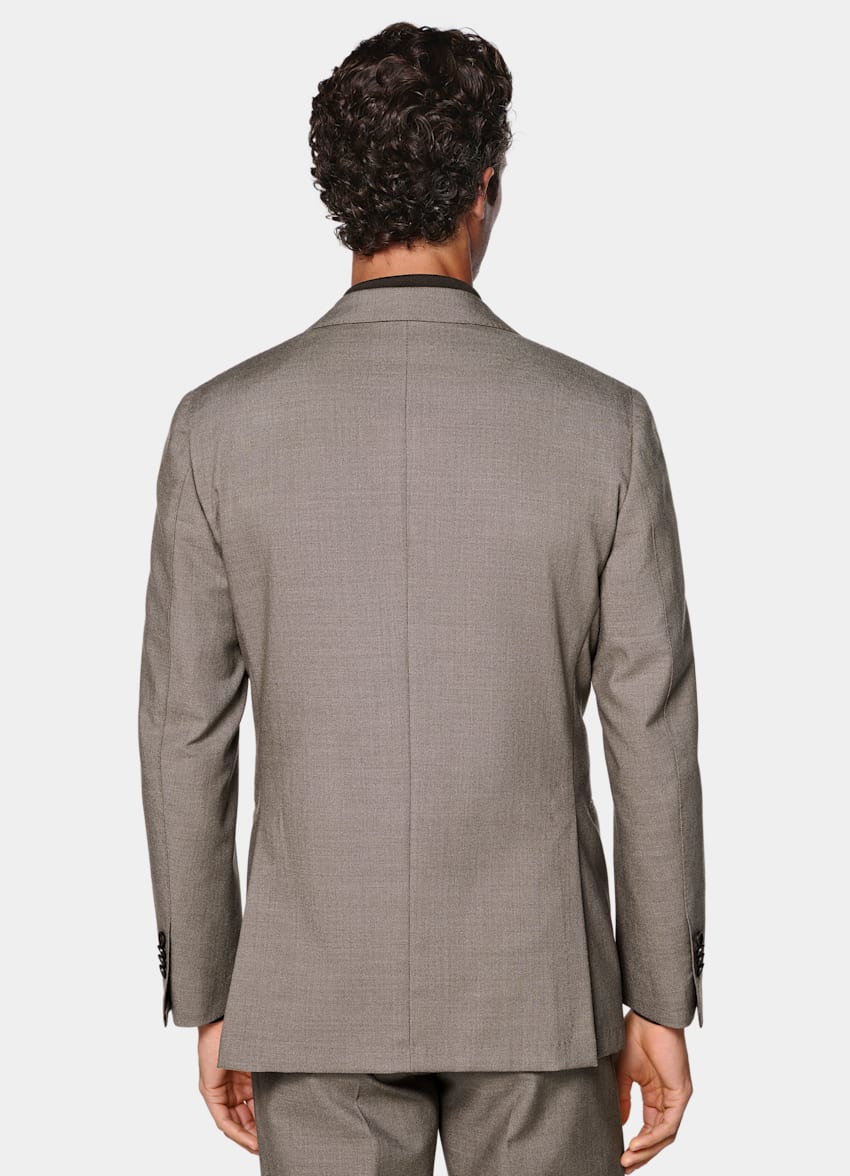 SUITSUPPLY All Season Wrinkle-Free 4-Ply Wool by Rogna, Italy Taupe Tailored Fit Havana Suit