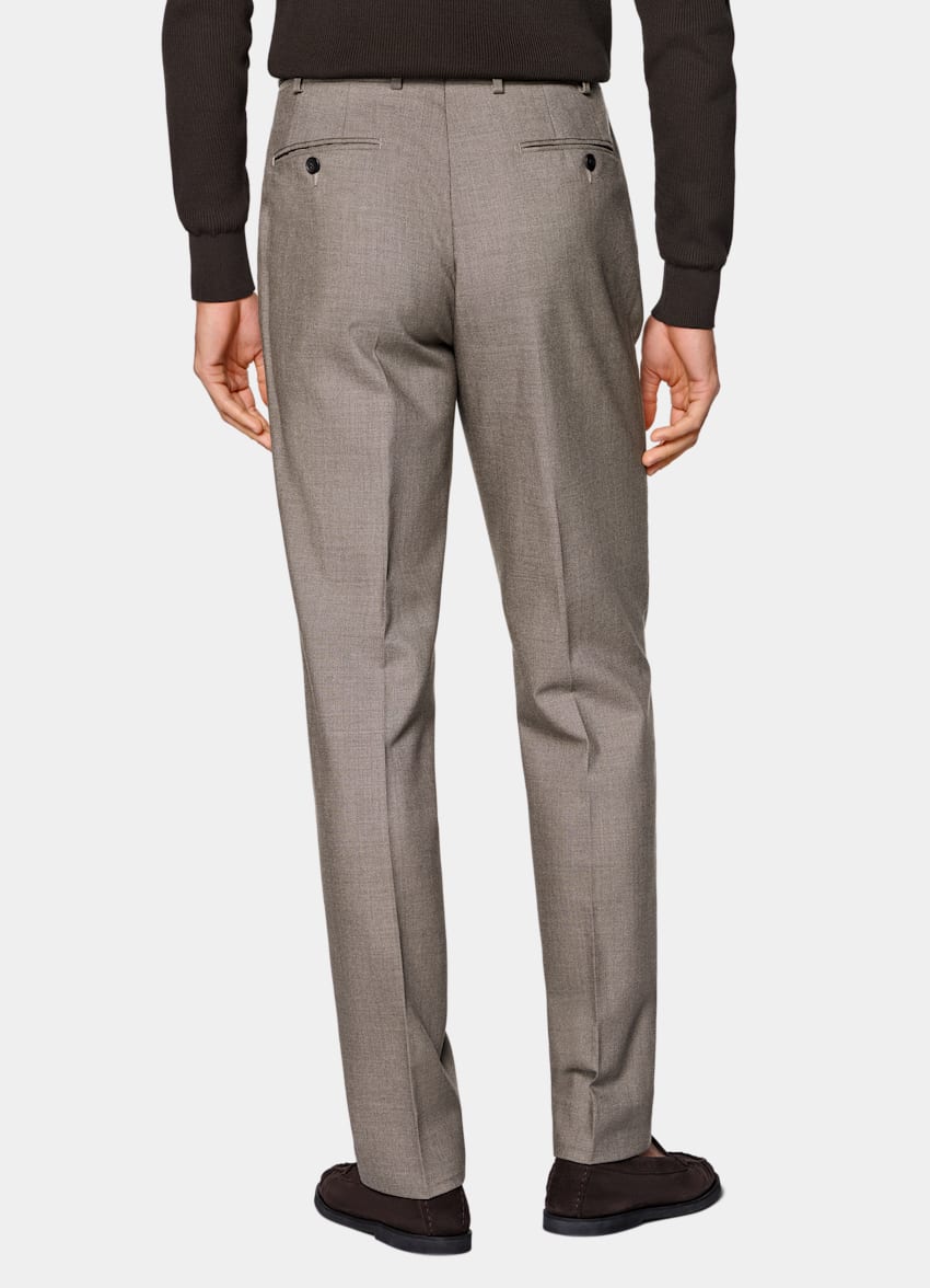 SUITSUPPLY All Season Wrinkle-Free 4-Ply Wool by Rogna, Italy Taupe Tailored Fit Havana Suit